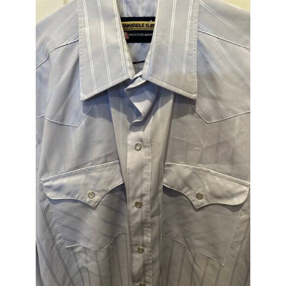 Panhandle Slim Men's Purple Pearl Snap Striped Long Sleeve Button Down Size 16 - Picture 4 of 6